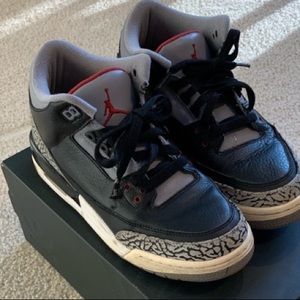 Used Jordan 3 Black Cement Size 7Y *NO BOX*